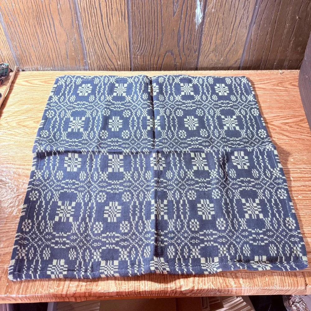 Park Imports Woven Cotton Napkins Set of 8 Navy Blue Cream Handloomed 17x17